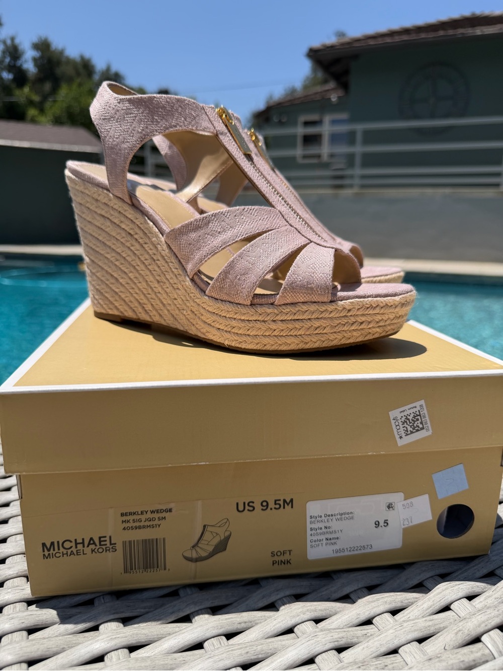 Michael Kors Soft Pink Espadrille Wedge Sandals